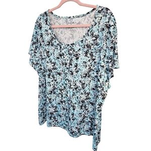 Exertek Blue and Black Floral Women's Blouse